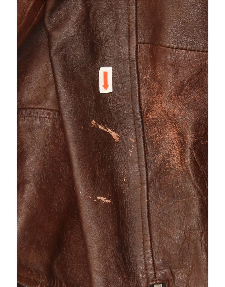 Jaqueta masculina de couro para motociclista Jack & Jones Reino Unido 40 grande couro marrom