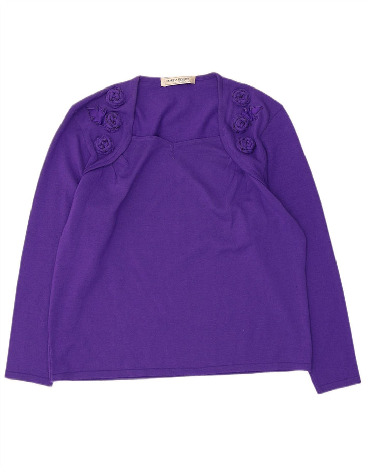 Suéter feminino Marina Rinaldi com gola quadrada tamanho 23 roxo médio