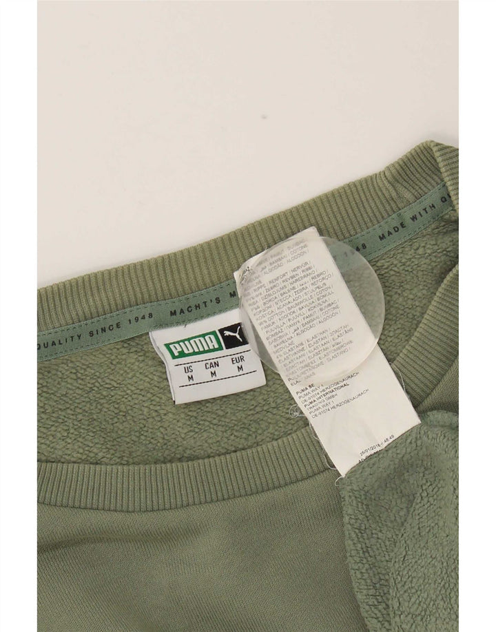 Puma moletom masculino jumper médio verde colorblock algodão