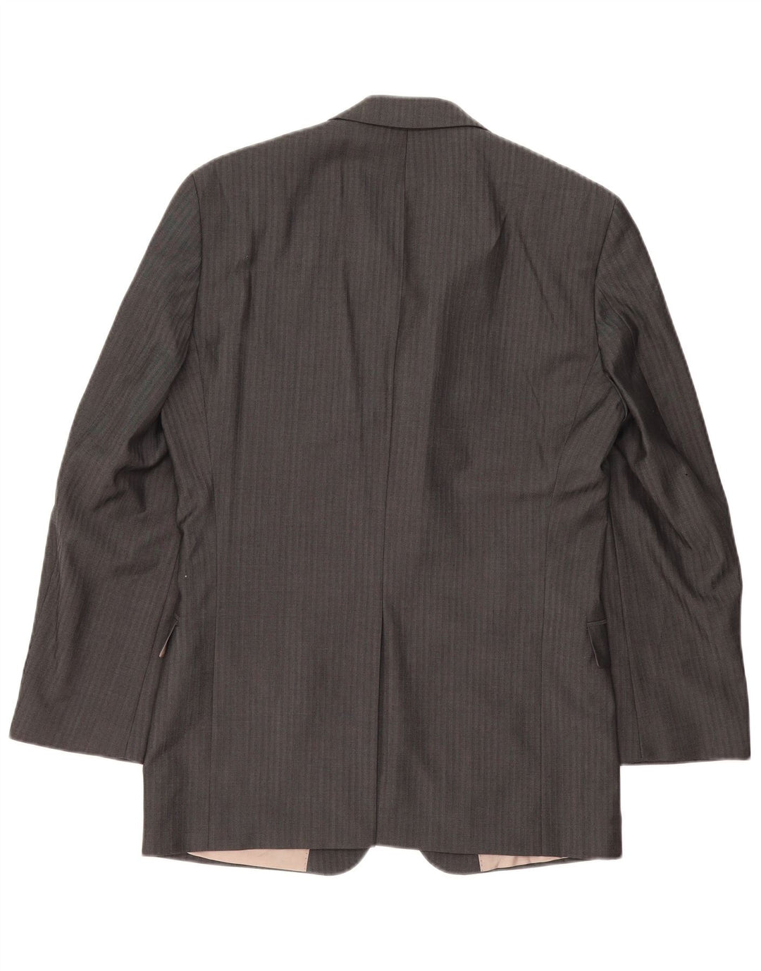 Jaqueta blazer masculina de 3 botões HUGO BOSS UE 48 lã listrada cinza médio