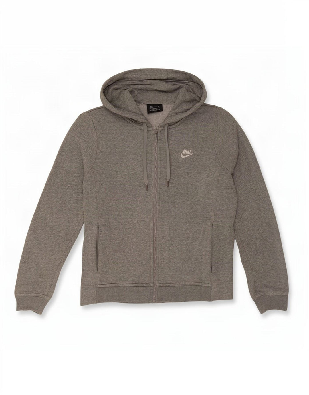 Suéter masculino Nike com capuz e zíper cinza médio algodão manchado