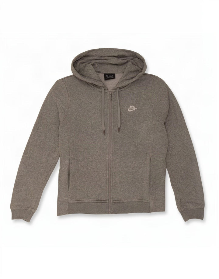Suéter masculino Nike com capuz e zíper cinza médio algodão manchado