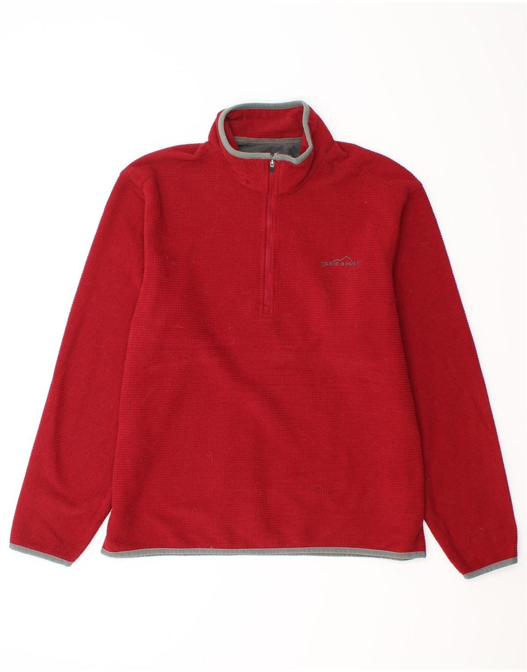 EDDIE BAUER Suéter masculino com zíper e gola em poliéster vermelho médio