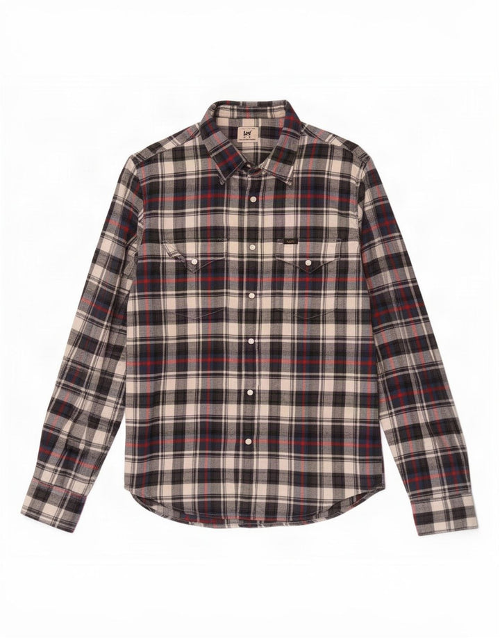 Camisa masculina de flanela Lee pequena de algodão xadrez multicolorido