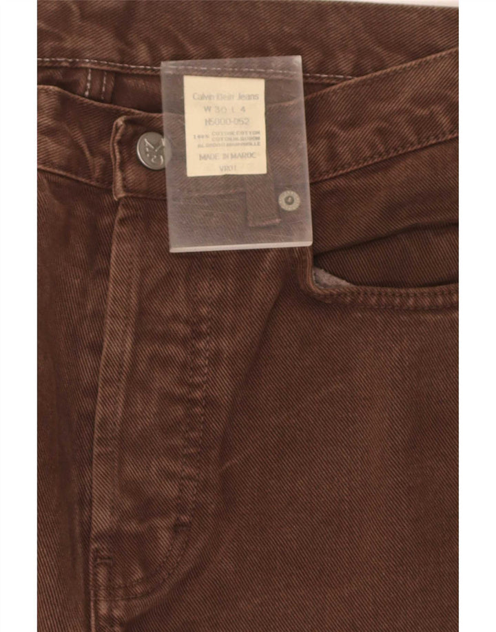 Calça jeans reta masculina Calvin Klein W30 L31 algodão marrom