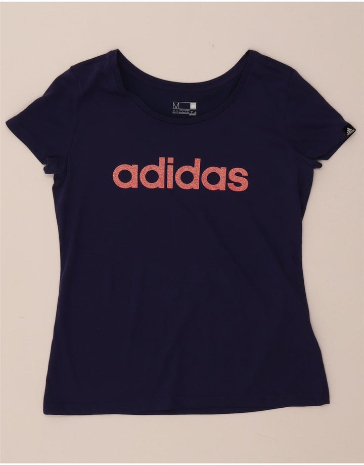 Camiseta Adidas Climalite Graphic Feminina Top UK 12/14 Médio Azul Marinho