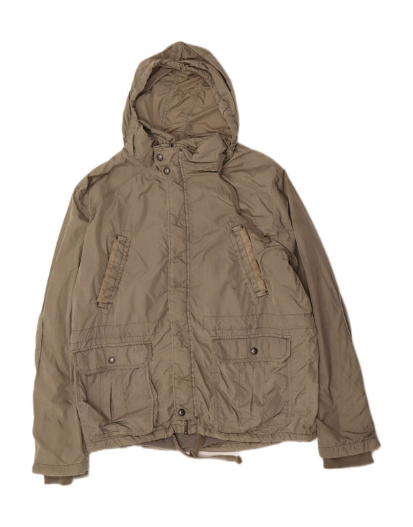 Jaqueta corta-vento masculina Zara com capuz UK 44 2XL cinza nylon