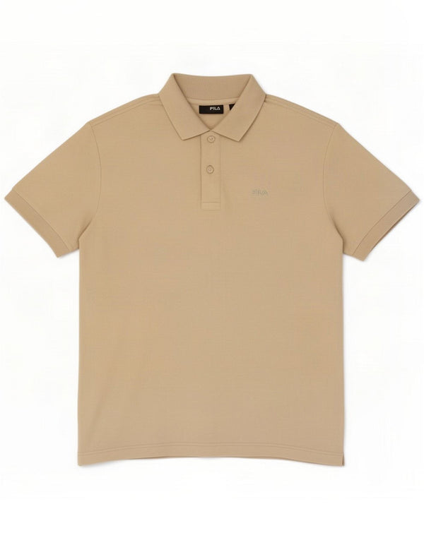 Camisa polo masculina Fila pequena algodão bege