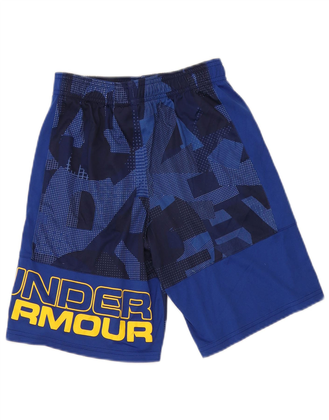 Shorts esportivos gráficos Under Armour Boys 9-10 anos médio azul geométrico