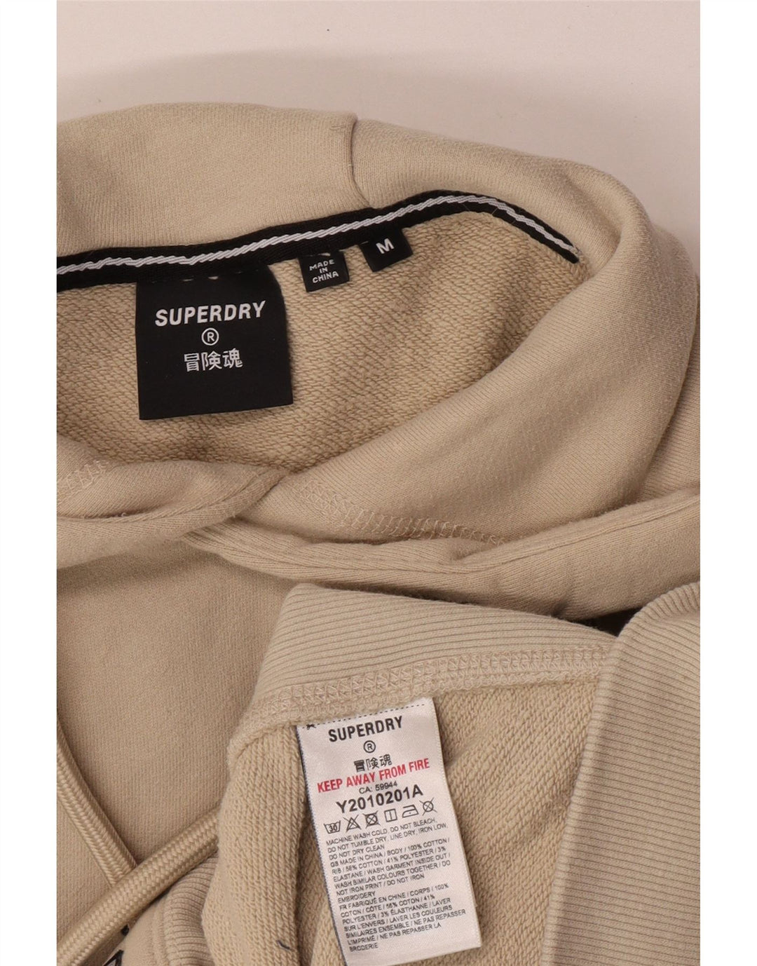Suéter com capuz masculino Superdry algodão bege médio