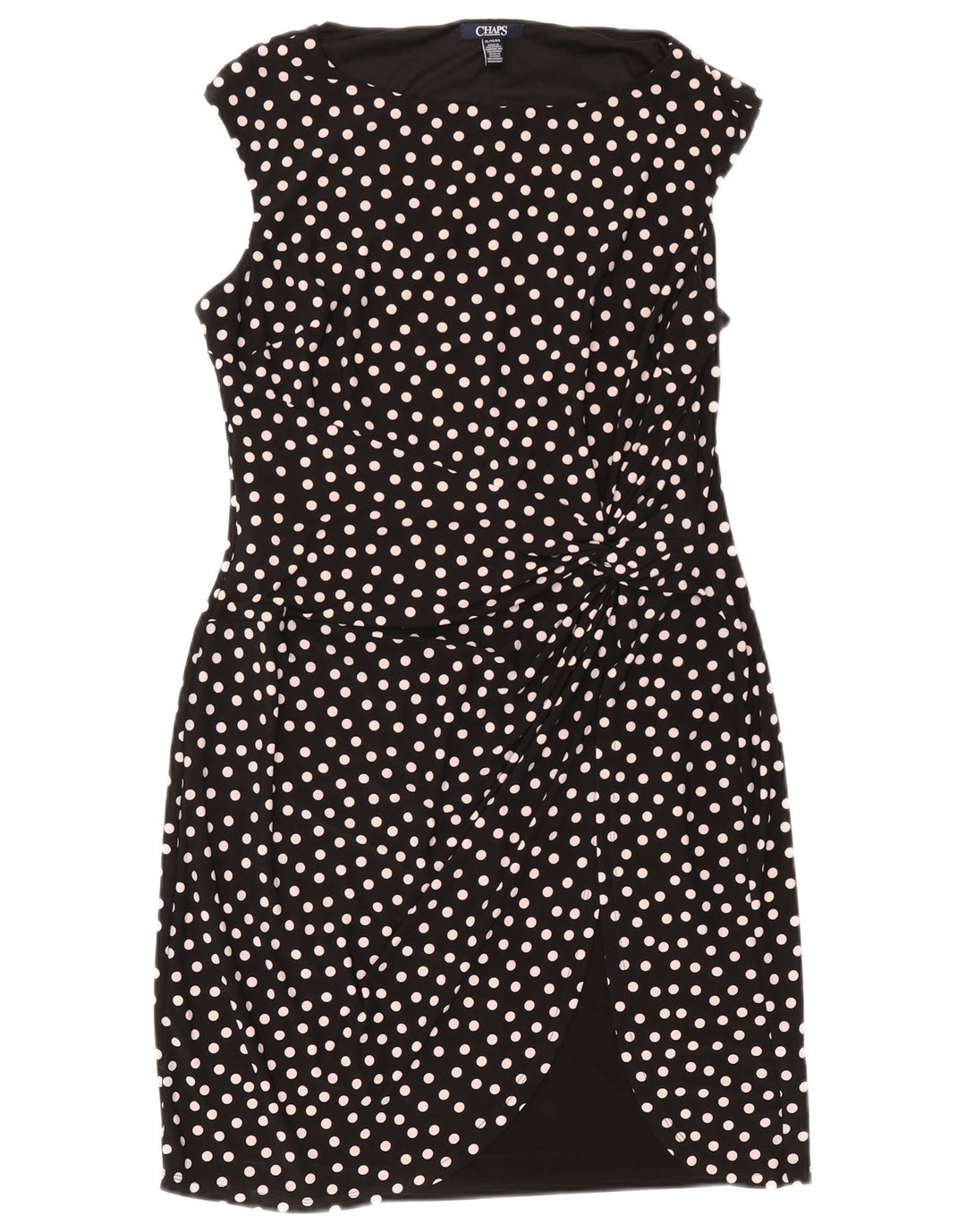 Vestido feminino Chaps sem mangas com bainha UK 18 XL preto bolinhas poliéster