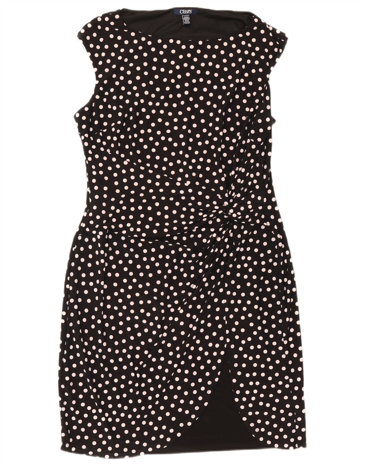 Vestido feminino Chaps sem mangas com bainha UK 18 XL preto bolinhas poliéster