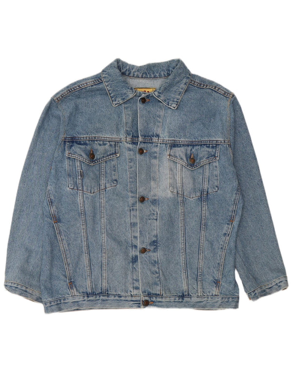 Jaqueta jeans folgada feminina vintage Reino Unido 16 algodão azul grande