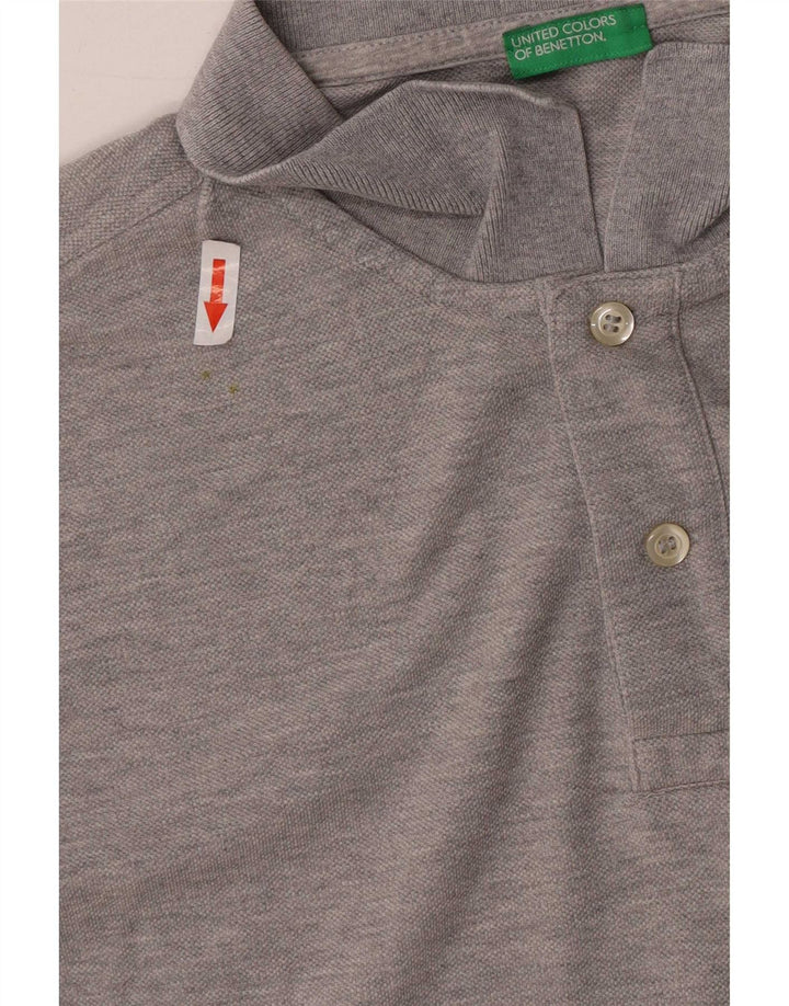 Camisa polo masculina Benetton grande algodão cinza