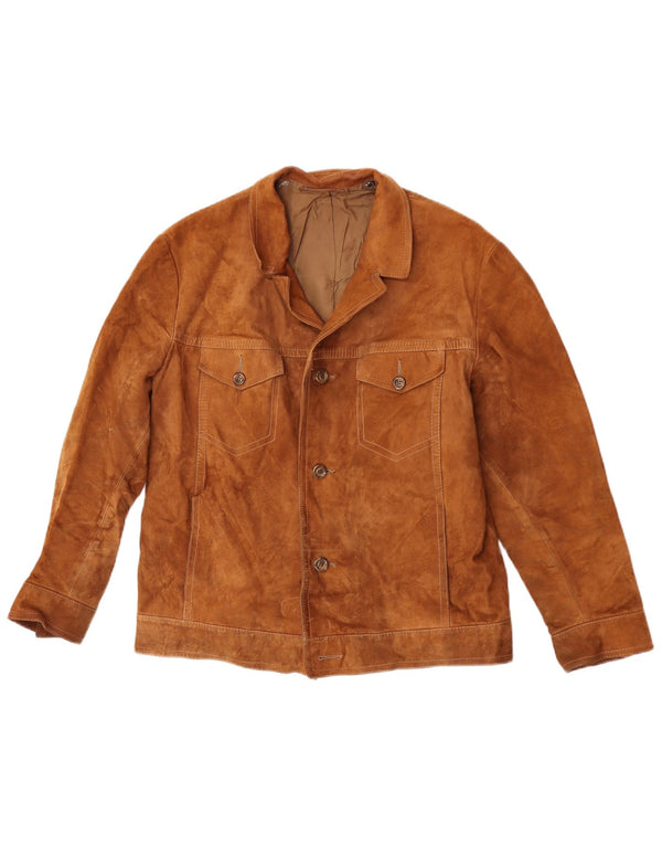 Jaqueta de camurça masculina vintage IT 50 grande marrom