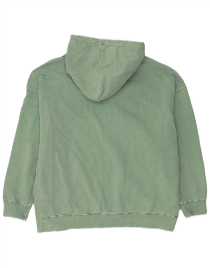 Suéter feminino com capuz e zíper grande Pull & Bear Reino Unido 14 verde médio