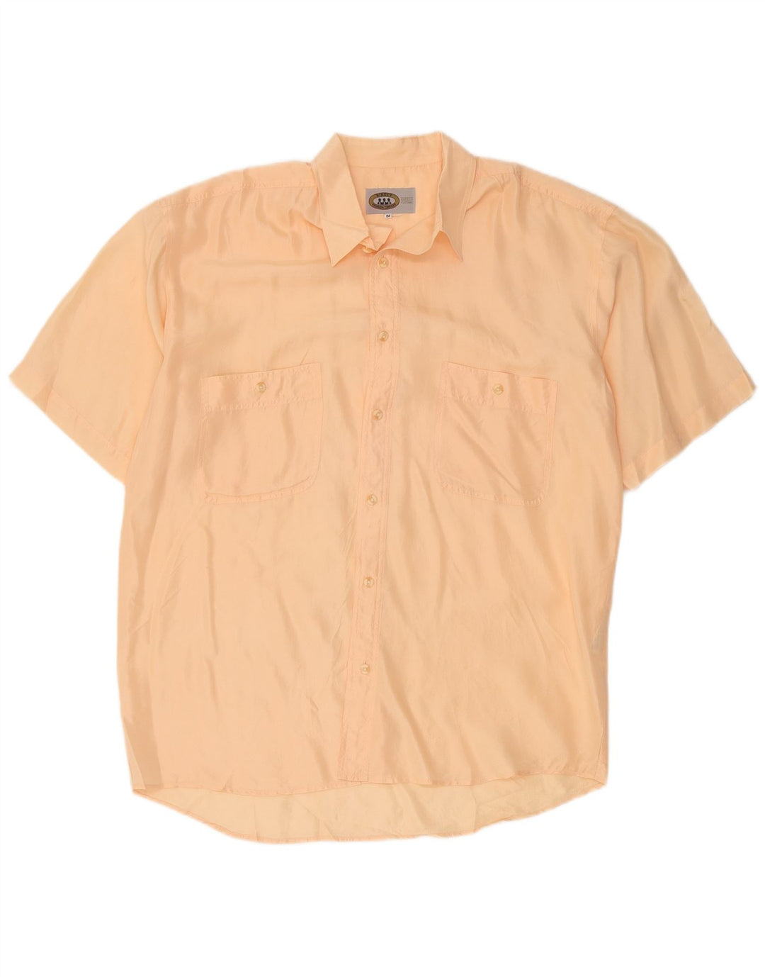 Camisa masculina vintage de manga curta seda laranja média