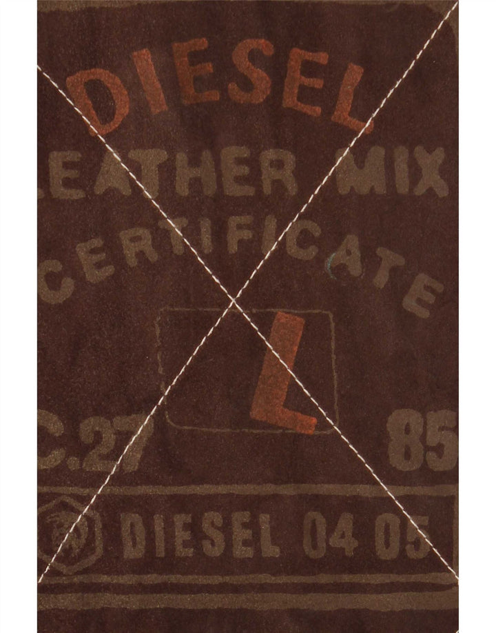 Jaqueta reversível masculina Diesel UK 40 grande couro xadrez marrom
