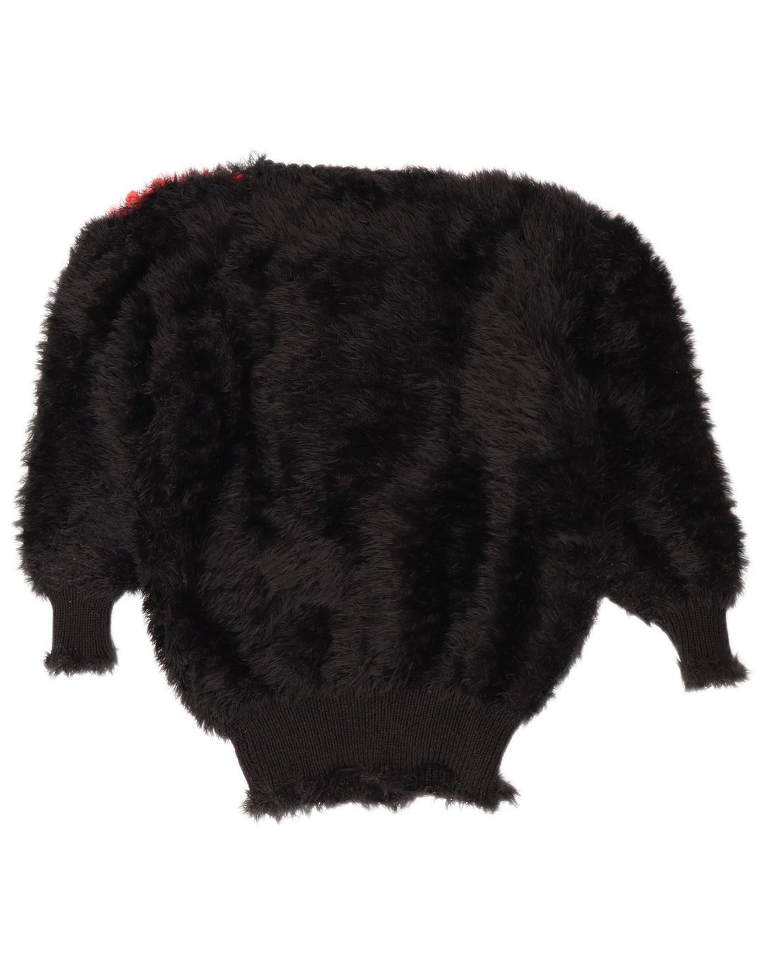 Suéter feminino vintage com gola canoa UK 12 bloco colorido preto médio