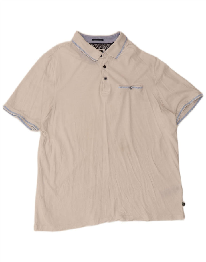 Camisa polo masculina Ted Baker tamanho 6 2XL algodão branco