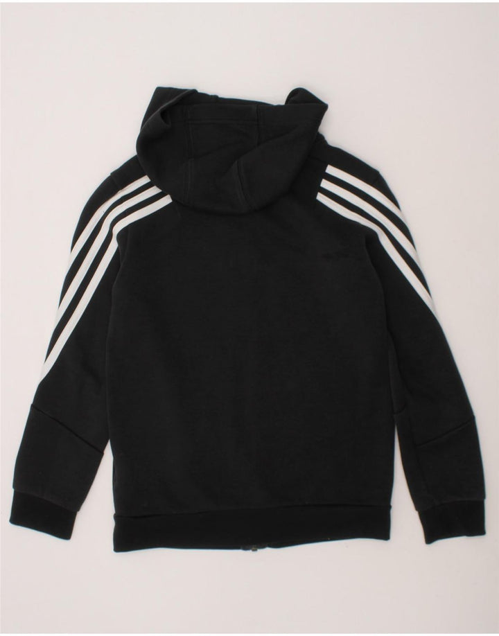 ADIDAS Boys Zip Hoodie Sweater 9-10 Years Black Cotton Vintage Adidas and Second-Hand Adidas from Messina Hembry 