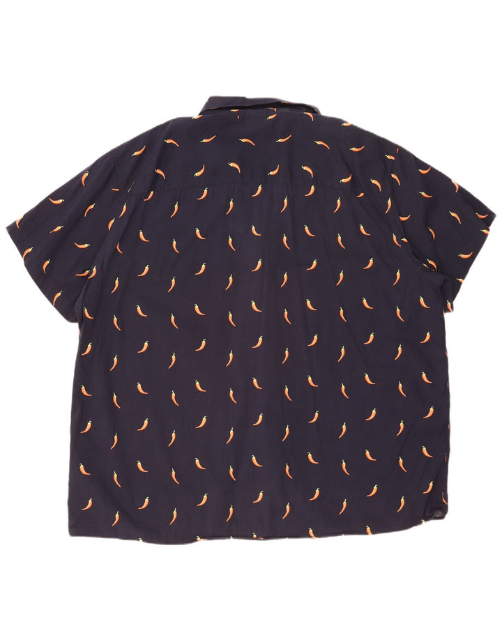 Camisa masculina de manga curta com padrão abstrato Jack & Jones 2XL algodão azul marinho