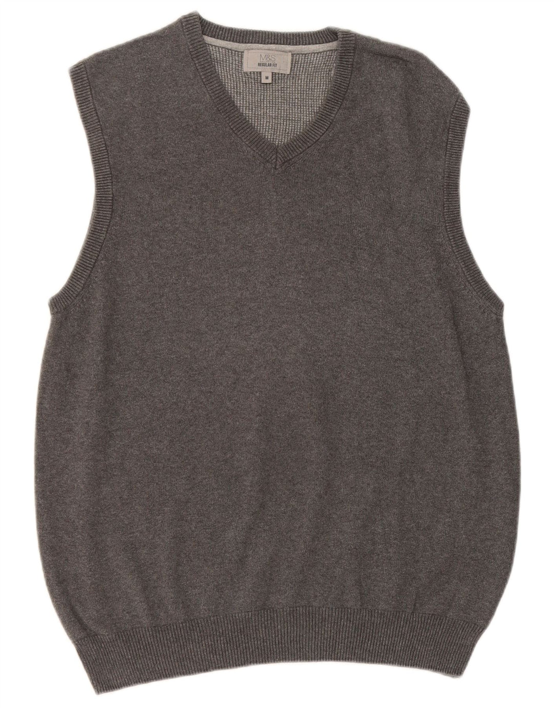 Regata masculina de ajuste regular Marks & Spencer de algodão cinza médio