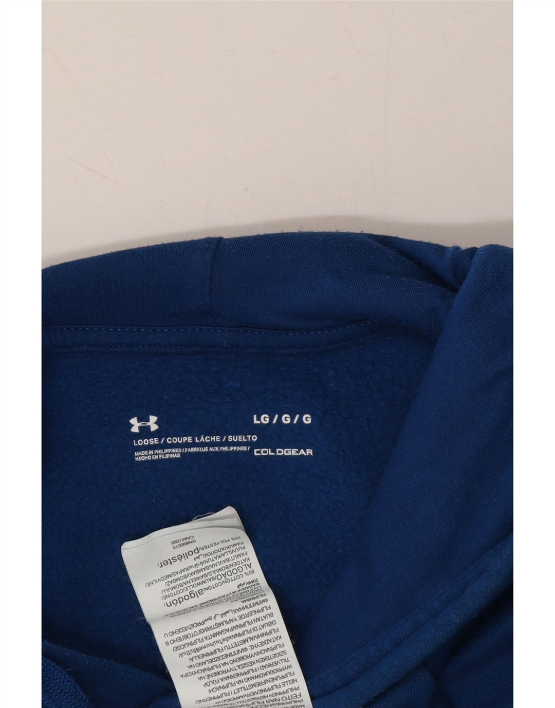 UNDER ARMOUR Mens Cold Gear Hoodie Jumper Large Blue Cotton Vintage Under Armour and Second-Hand Under Armour from Messina Hembry 