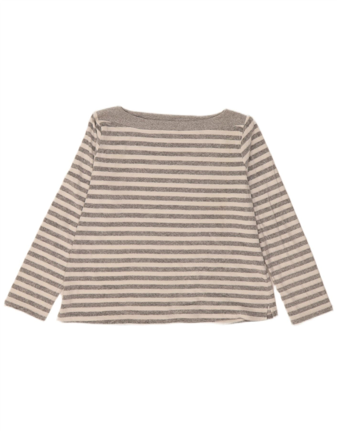 Top feminino Marks & Spencer de manga comprida UK 16 grande algodão listrado cinza