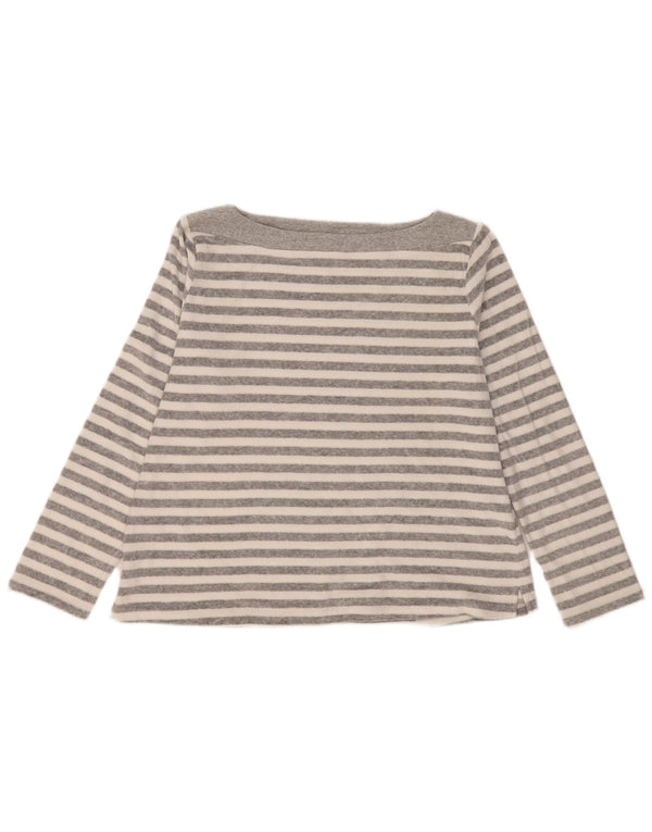 Top feminino Marks & Spencer de manga comprida UK 16 grande algodão listrado cinza