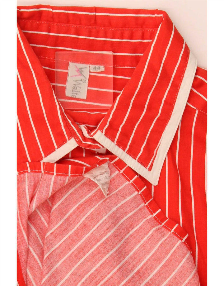 Camisa feminina vintage IT 44 algodão listrado vermelho médio