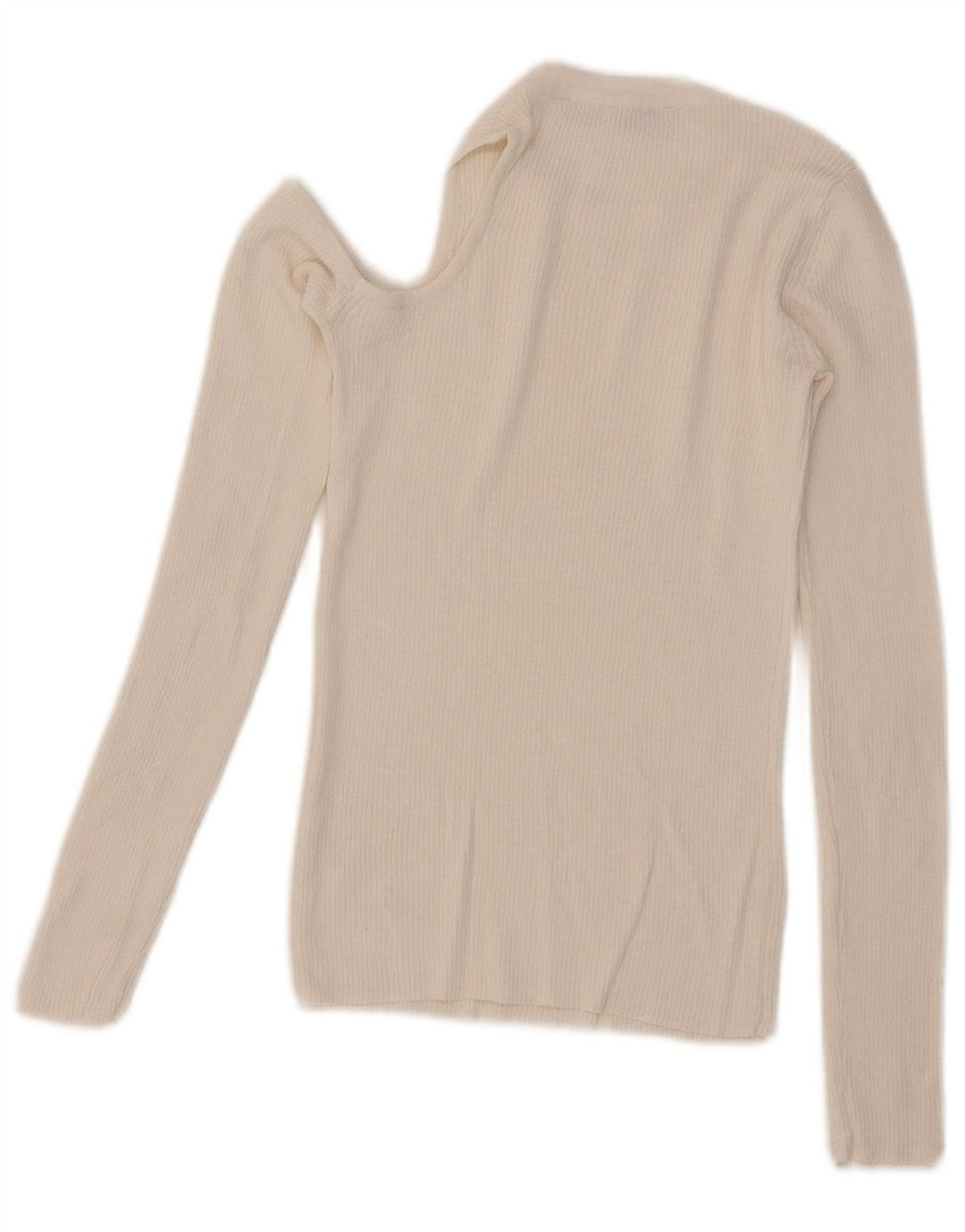 Zara Top feminino de um ombro manga comprida Reino Unido 8 pequeno branco