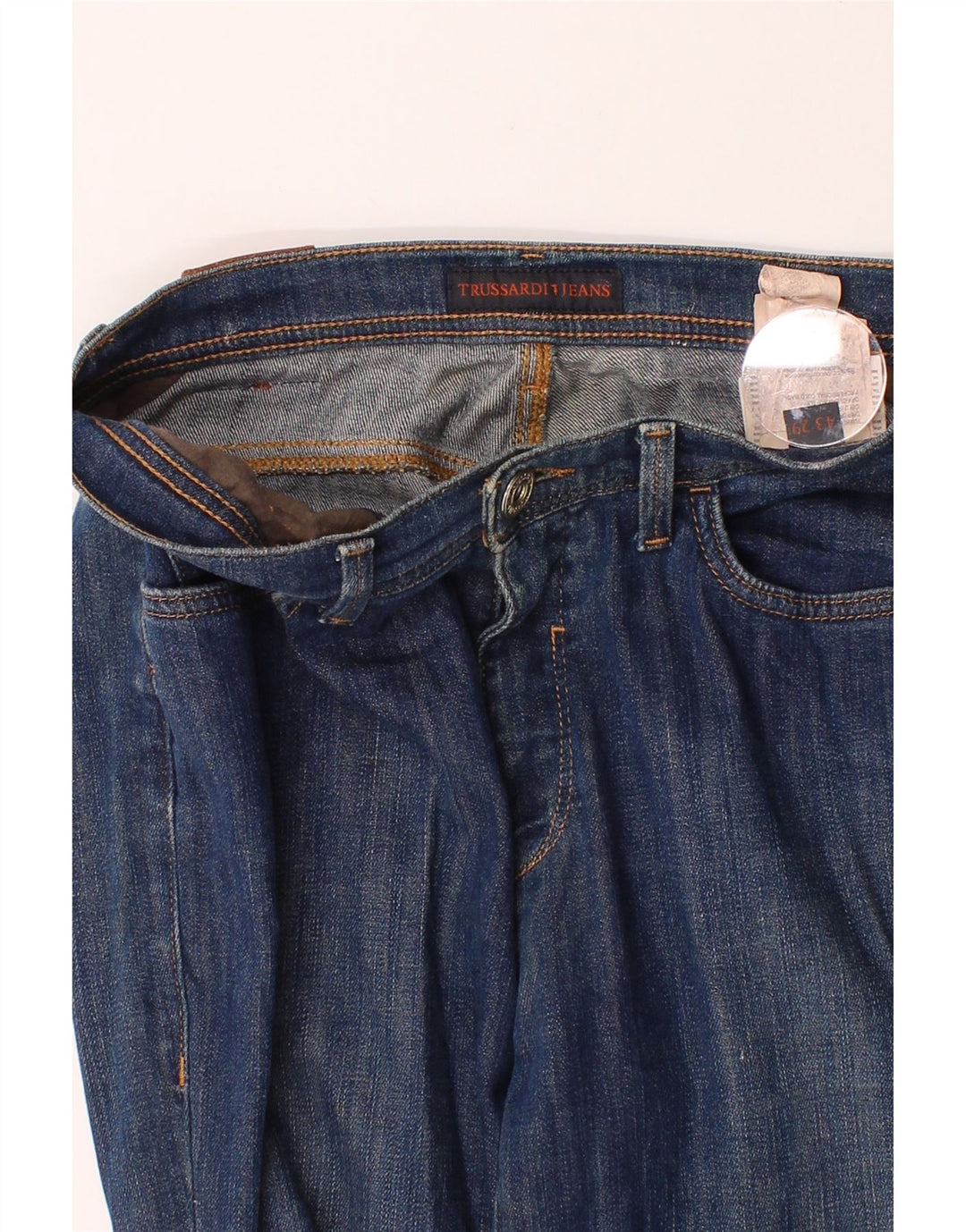 TRUSSARDI Womens Slim Jeans W34 L29 Blue Cotton Vintage Trussardi and Second-Hand Trussardi from Messina Hembry 