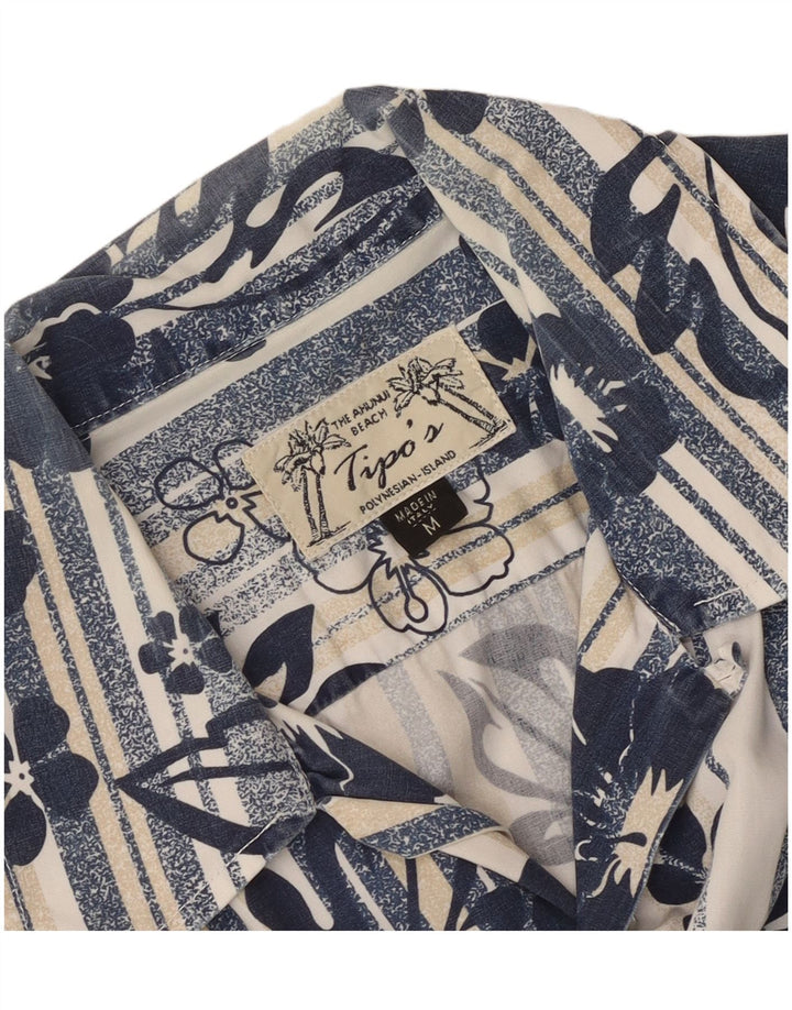 Camisa masculina de manga curta Tipo'S de algodão floral azul médio