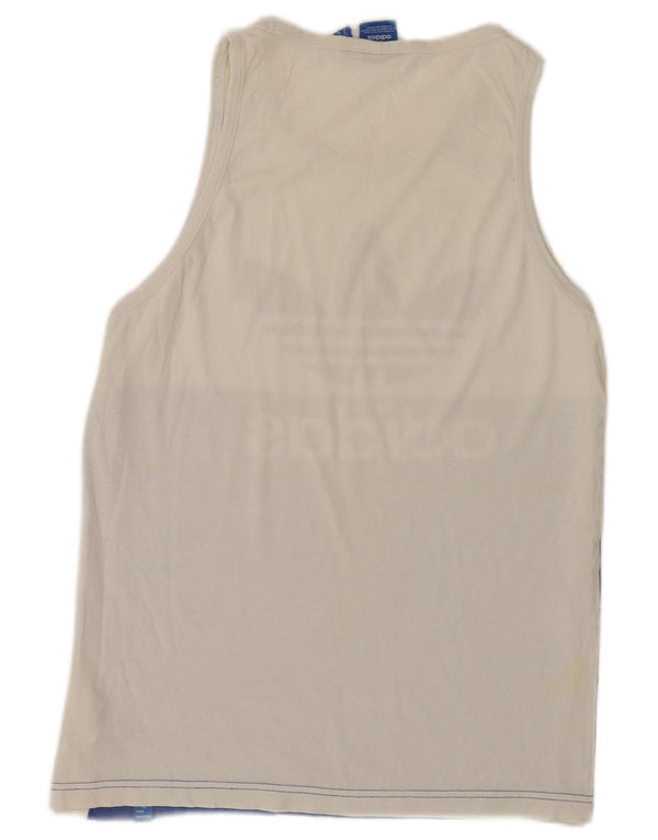 Adidas Mens Graphic Vest Top Médio Branco Colourblock Algodão