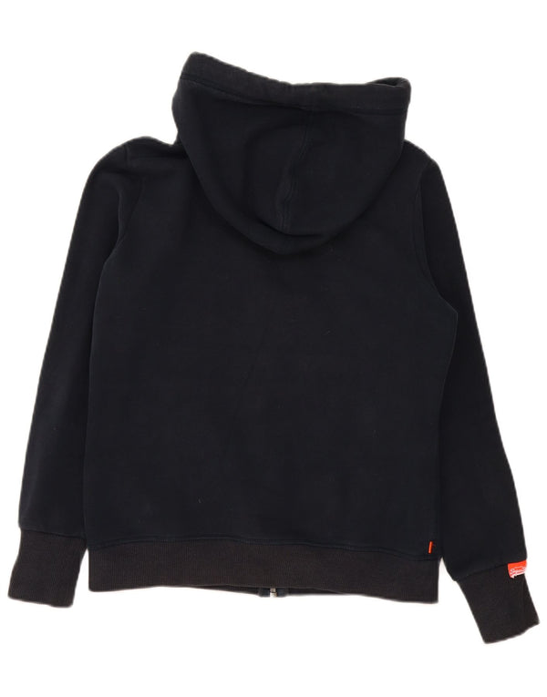 Suéter feminino Superdry com capuz e zíper Reino Unido 16 grande algodão azul marinho
