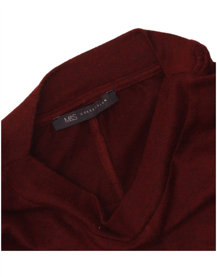 Blusa feminina MARKS & SPENCER manga 3/4 Reino Unido 12 médio Borgonha manchada