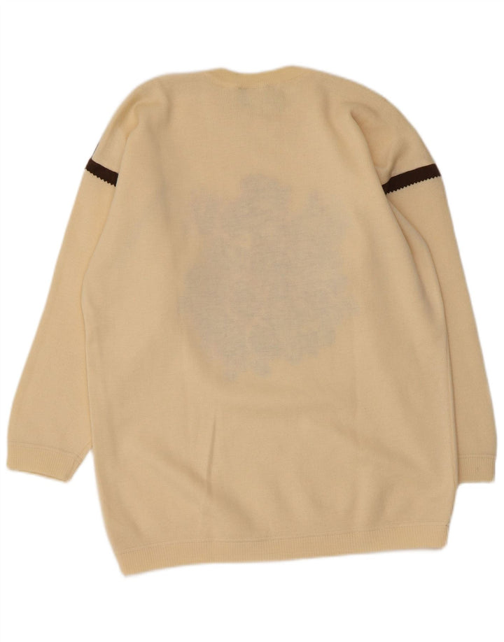 Suéter feminino PANCALDI & B com gola redonda, tamanho UK 16, grande, branco, floral