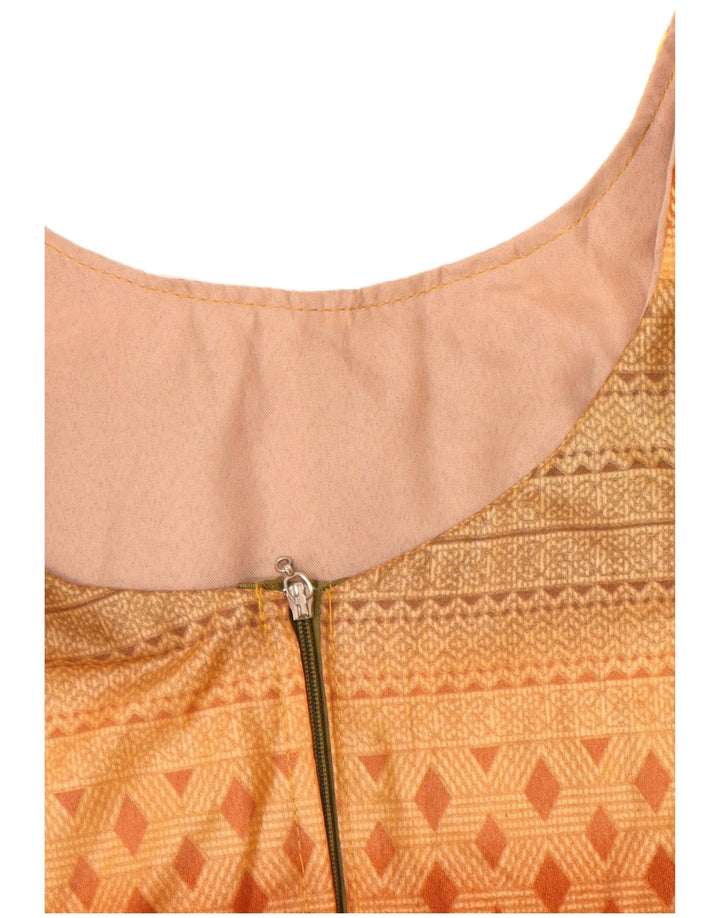 Blusa feminina vintage UK 12 médio laranja geométrica