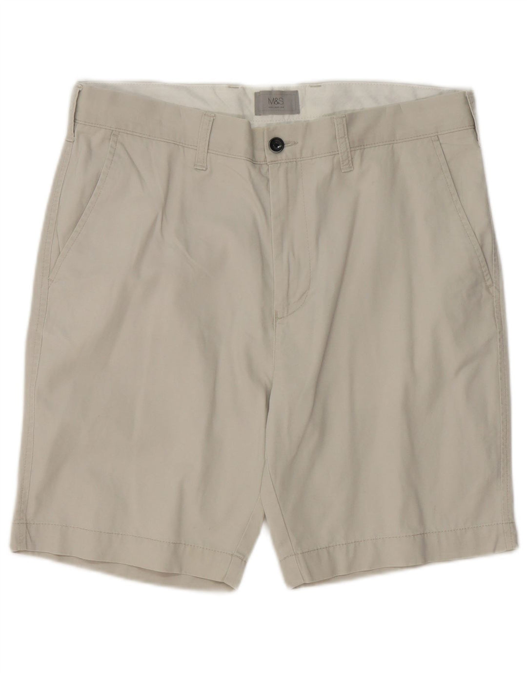 Shorts chino masculino Marks & Spencer W34 grande algodão bege