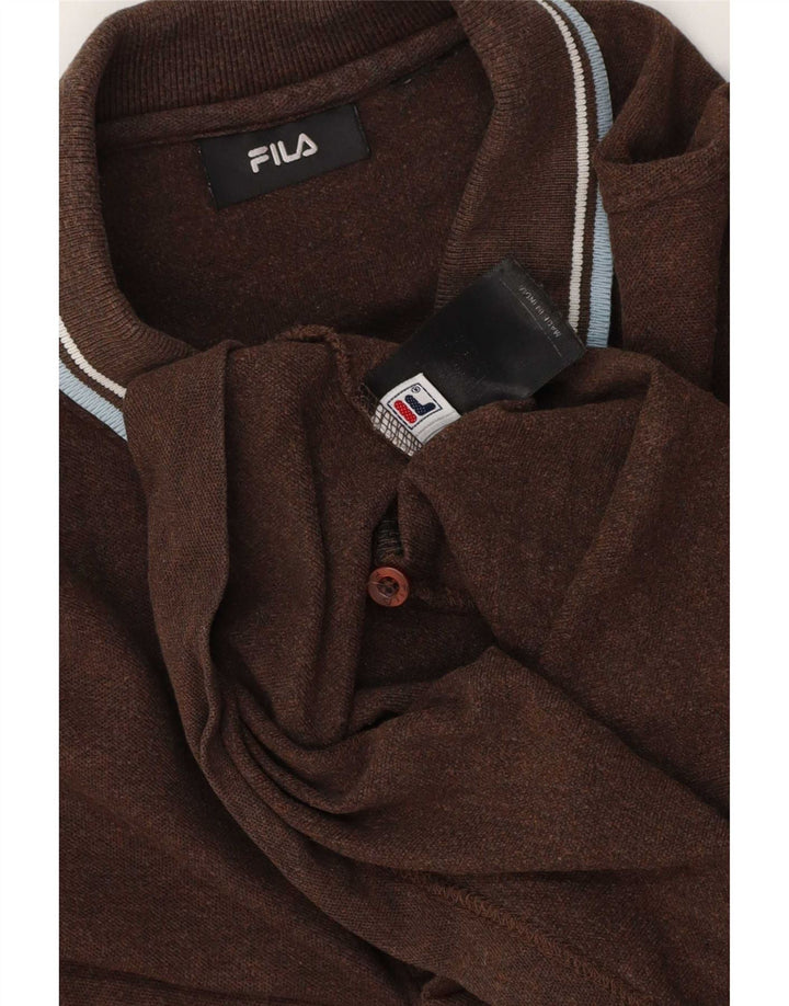 Camisa polo masculina Fila grande algodão marrom