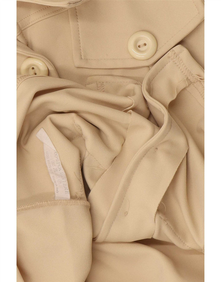Jaqueta blazer feminina vintage de 6 botões Reino Unido 12 poliéster bege médio