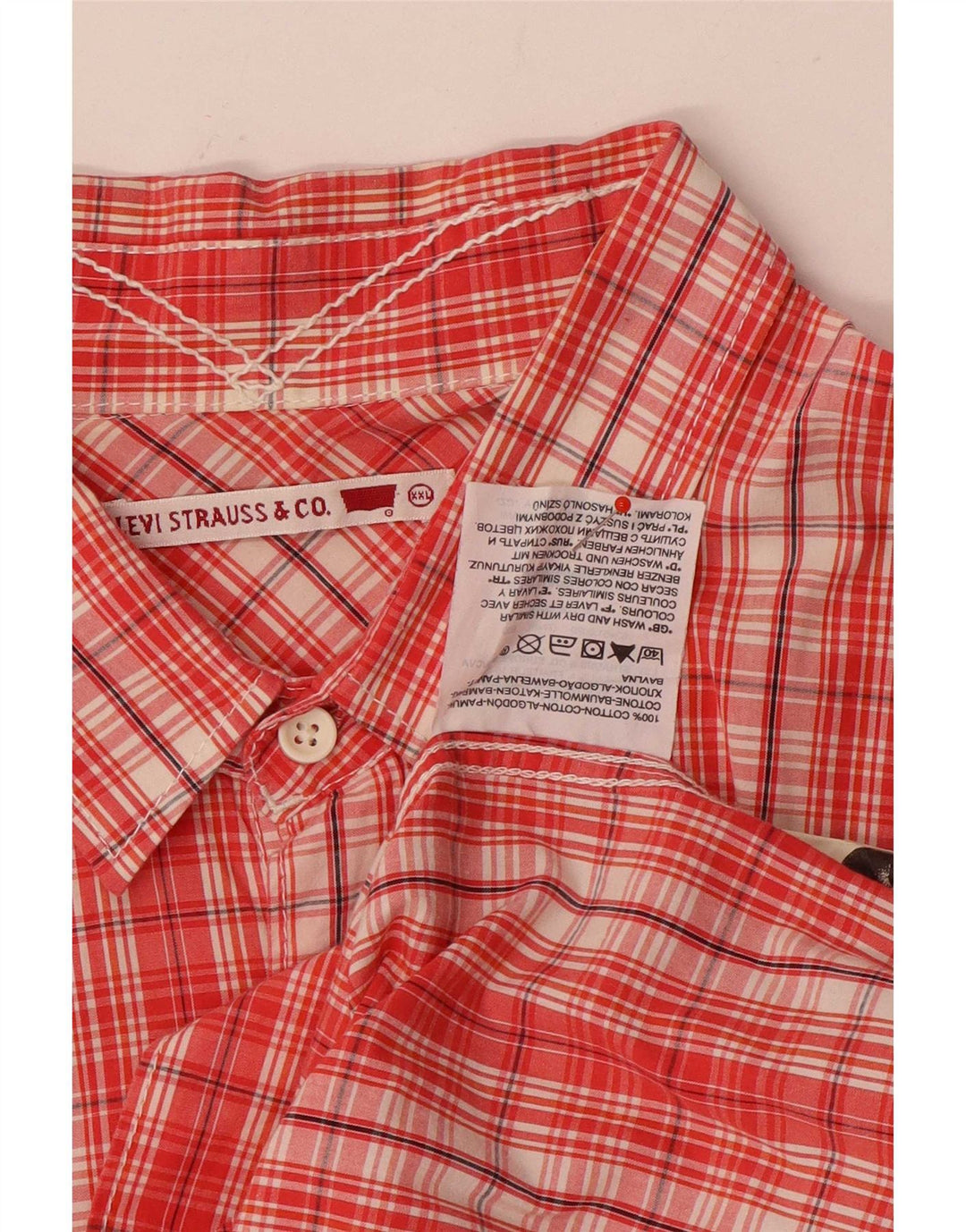 Camisa masculina de manga curta Levi's Denizen 2XL algodão xadrez vermelho