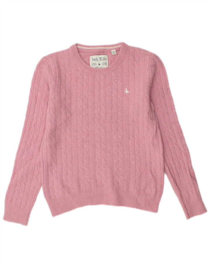 Jack Wills Suéter feminino com gola redonda, Reino Unido 10 pequeno rosa