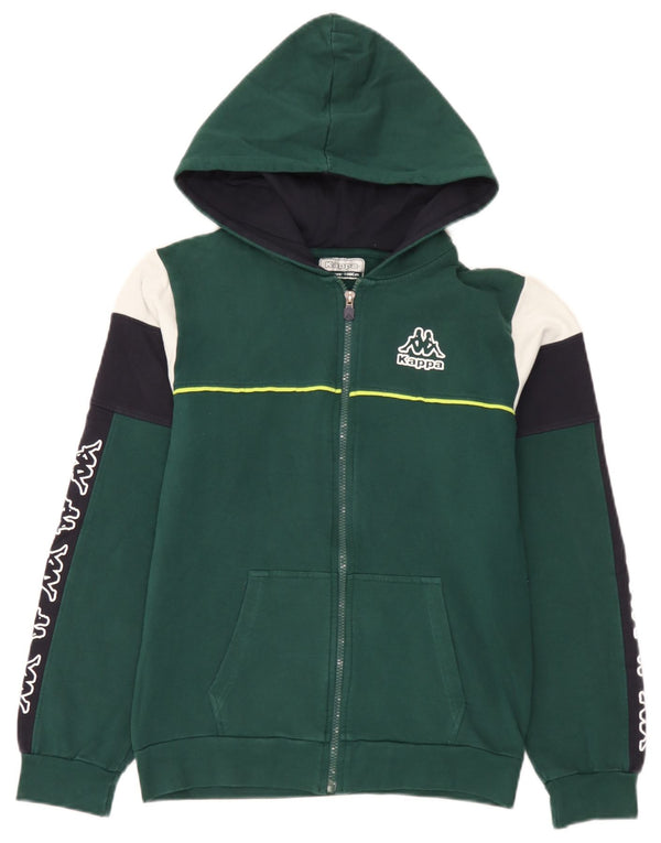 Suéter com capuz gráfico Kappa Boys 15-16 anos verde algodão colorblock