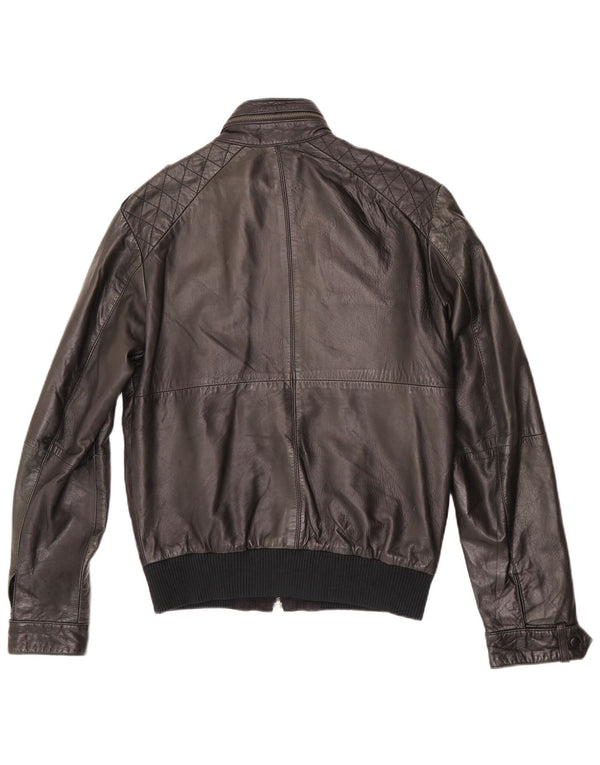 Jaqueta de couro masculina ZARA UK 38 couro preto médio