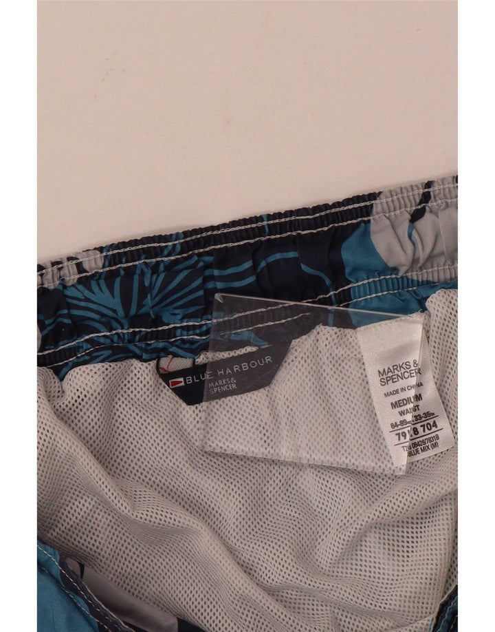 Shorts de banho masculino Marks & Spencer Blue Harbor médio azul marinho floral