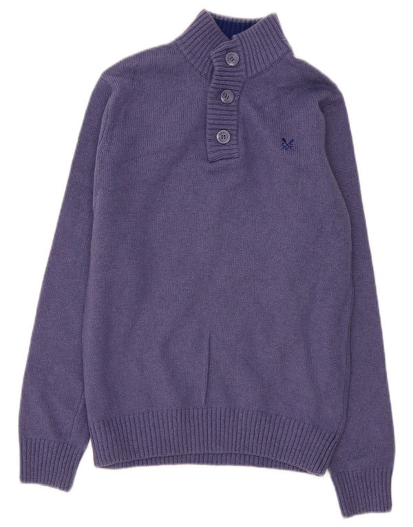 Suéter masculino com gola redonda e gola redonda XS de lã de cordeiro roxa