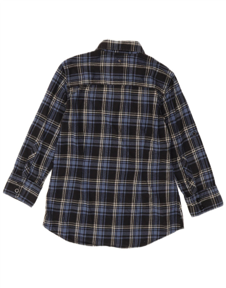 Camisa feminina de flanela manga 3/4 SUPERDRY Reino Unido 14 xadrez azul marinho médio