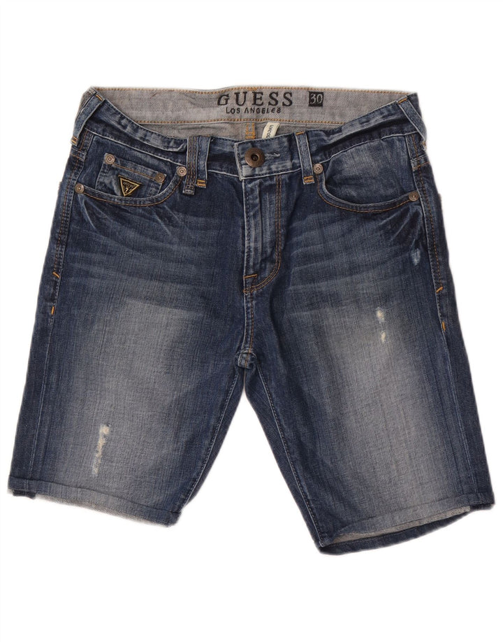 Guess Shorts jeans feminino Lincoln Slim W30 algodão azul médio